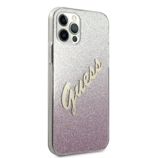 iPhone 12 Pro Max Guess GUHCP12LPCUGLSPI Glitter Gradient Script tok flitteres pink - 3