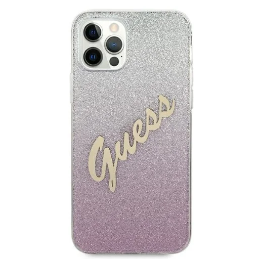 iPhone 12 Pro Max Guess GUHCP12LPCUGLSPI Glitter Gradient Script tok flitteres pink - 4