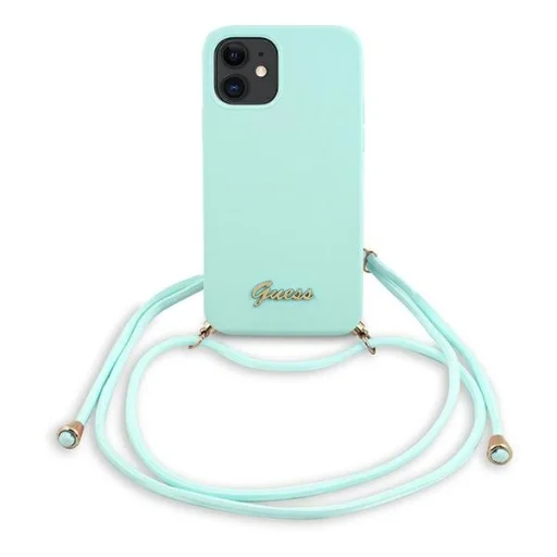 iPhone 12 mini Guess GUHCP12SLSCLMGLB Metal Logo Cord tok pánttal világoskék - 2