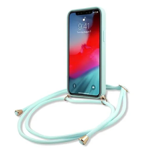 iPhone 12 mini Guess GUHCP12SLSCLMGLB Metal Logo Cord tok pánttal világoskék - 3