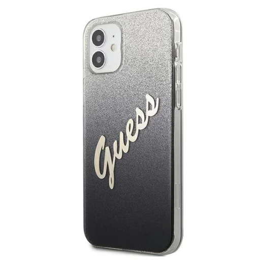 iPhone 12 mini Guess GUHCP12SPCUGLSBK Glitter Gradient Script tok flitteres fekete - 2