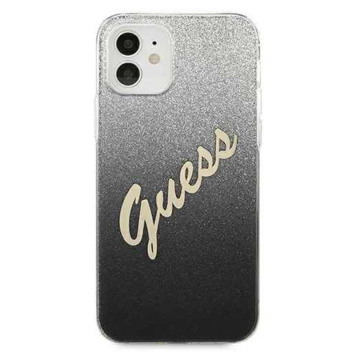 iPhone 12 mini Guess GUHCP12SPCUGLSBK Glitter Gradient Script tok flitteres fekete - 3