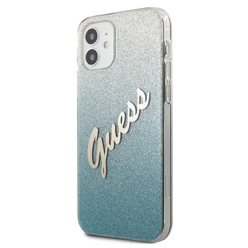 iPhone 12 mini Guess GUHCP12SPCUGLSBL Glitter Gradient Script tok flitteres kék - 2