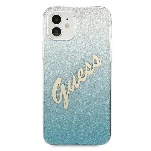 iPhone 12 mini Guess GUHCP12SPCUGLSBL Glitter Gradient Script tok flitteres kék - 3