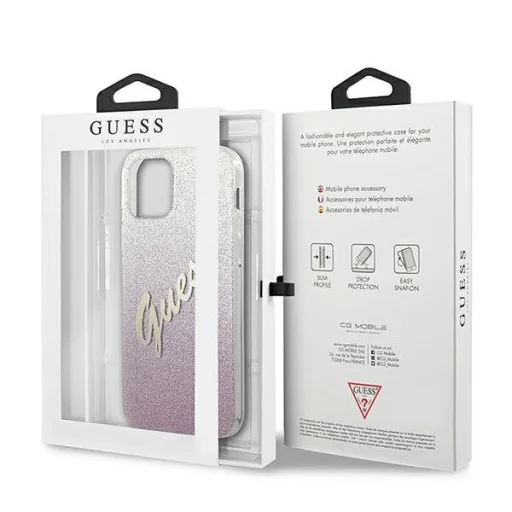 iPhone 12 mini Guess GUHCP12SPCUGLSPI Glitter Gradient Script tok flitteres pink - 8