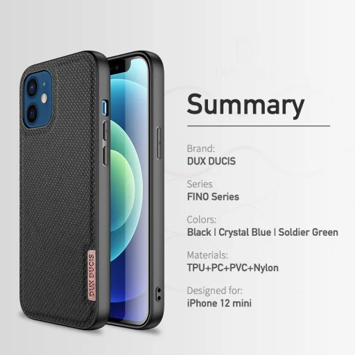 iPhone 12 mini Dux Ducis Fino nylon bevonatú tok zöld - 18