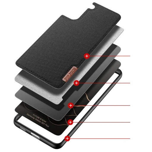 Samsung S21+ Plus Dux Ducis Fino nylon bevonatú tok fekete - 8