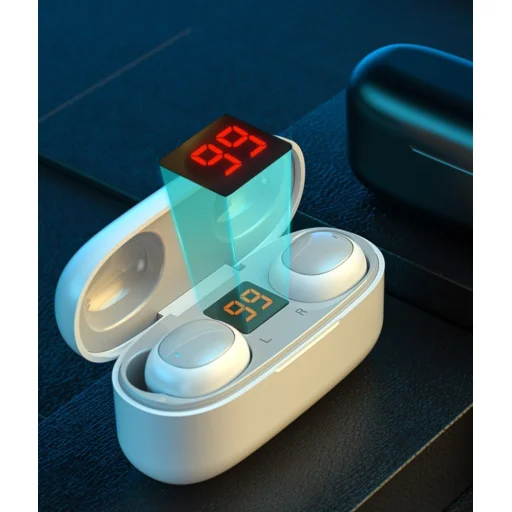 WK Design TWS Bluetooth vezeték nélküli fülhallgató töltő tokkal fekete (V5 black) - 5