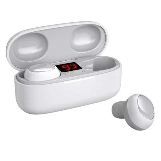 WK Design TWS Bluetooth vezeték nélküli fülhallgató töltő tokkal fehér (V5 white) - 1