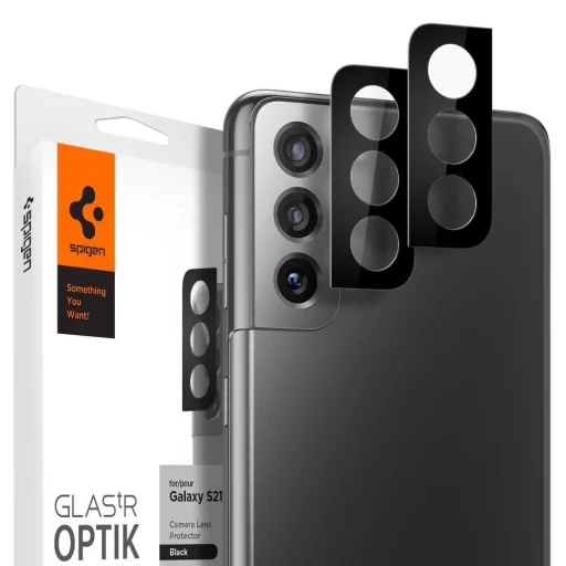 Spigen Optik.TR 2x kameralencsevédő 9H üveg Samsung S21 fekete - 1
