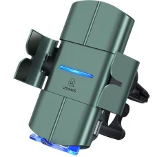 USAMS CD133 Szellőzőre rögzíthető automata telefontartó és Qi vezeték nélküli töltő 10W fekete
