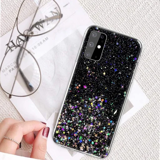 iPhone 12 Pro MAX Sequins csillogó flitteres tok fekete - 4