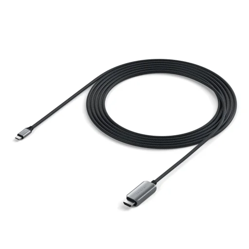 Satechi USB-C To HDMI 2.1 8K Cable (Mac Devices up to 4K/60Hz, 8K/60Hz, 4K 60Hz/120Hz, 2K/ 40Hz, 1080P/500Hz,  Dynamic HDR10+  HDCP 1.4 & HDCP 2.3) - Space Grey - 3