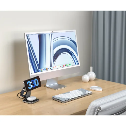  Satechi 3 az 1-ben Összecsukható Qi2 Vezeték nélküli Töltőállvány Típusú A,C,G csatlakozókkal - Űrszürke - 3