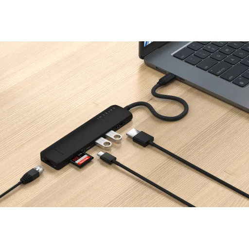  Satechi 7 az 1-ben USB-C Vékony Többportos Adapter Ethernettel - Fekete - 3