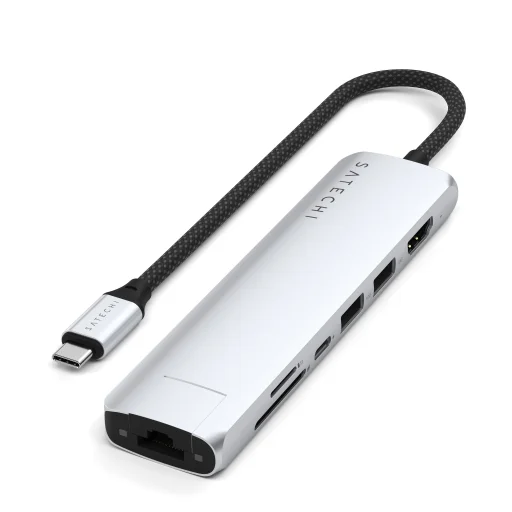  Satechi 7-az-1-ben USB-C karcsú többportos adapter Ethernettel - Ezüst - 6