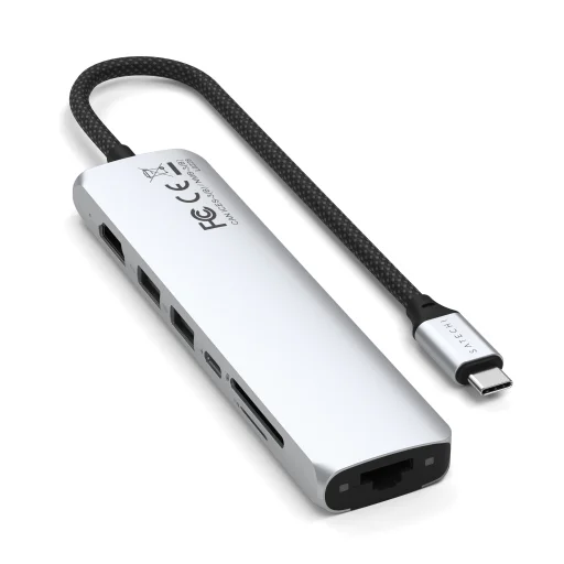  Satechi 7-az-1-ben USB-C karcsú többportos adapter Ethernettel - Ezüst - 7