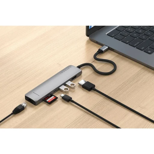  Satechi 7 az 1-ben USB-C Vékony Többportos Adapter Ethernettel - Űrszürke - 8