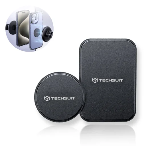 Techsuit - (2 csomag) Fémlemez (MP02) - PU bőrborítású - Fekete - 1