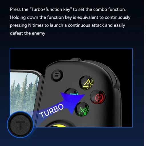  Techsuit - Vezeték nélküli kontroller (BSP-D8 Pro) - telefonokhoz, tabletekhez (Android, iOS, PS4), Bluetooth, RGB világítás, 400mAh - Fekete - 6