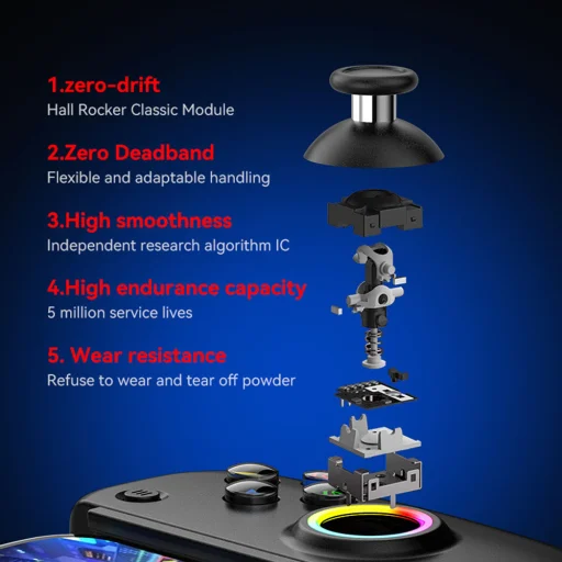  Techsuit - Vezeték nélküli kontroller (BSP-D8 Pro) - telefonokhoz, tabletekhez (Android, iOS, PS4), Bluetooth, RGB világítás, 400mAh - Fekete - 4