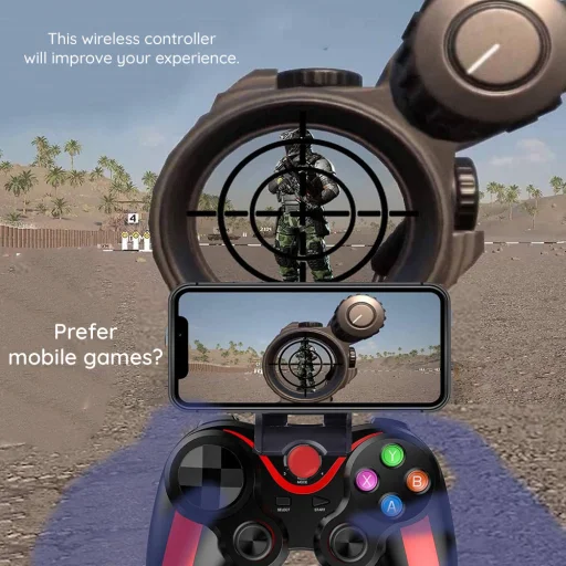 Vezeték nélküli kontroller - Techsuit (V13) - Bluetooth V4.0, 2.4G, 400mAh, univerzális - Piros. - 4