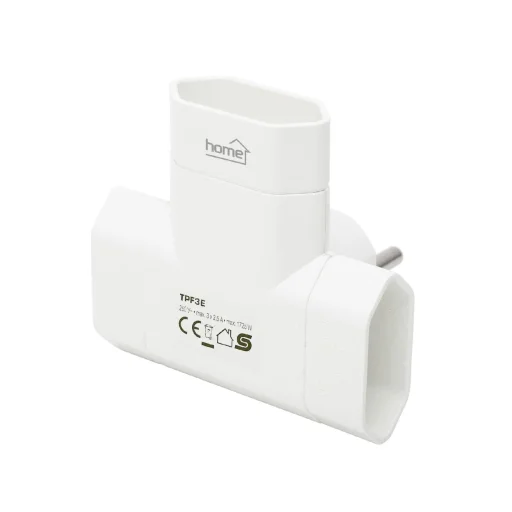 HOME TPF3E T elosztó, 3-as EURO aljzat, 250V~, max. 1850 W, 3x2,5A, fehér - 4