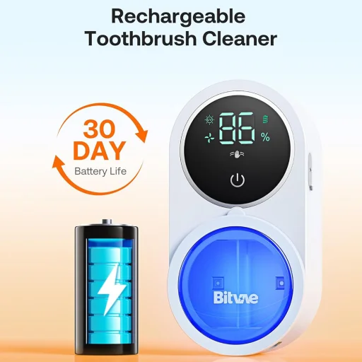 Bitvae - Légszárító Fertőtlenítő (BVX122) - Fogkeféhez, UV Fertőtlenítés, Induktív Kapcsoló, Antibakteriális, LED Képernyő - Fehér - 6