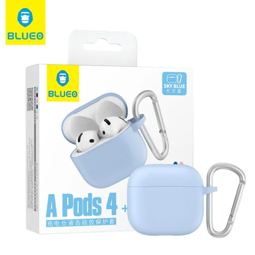 Blueo - Folyékony Szilikon Védőtok - AirPods 4-hez - Égszínkék tok - 3