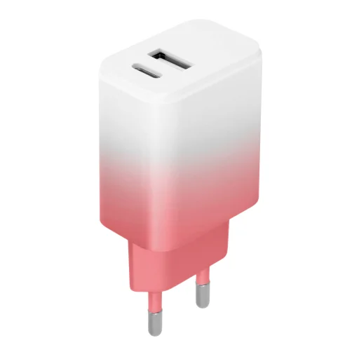 Setty töltő USB + USB-C 20W LSIG-AC-20 fehér-rózsaszín átmenetes - 1