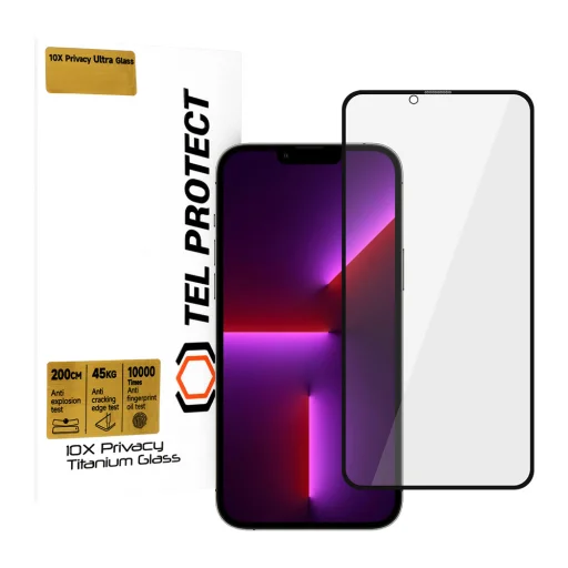 Tempered glass Tel Protect 10X Privacy Titanium iPhone 13 Pro Max üvegfólia - 1