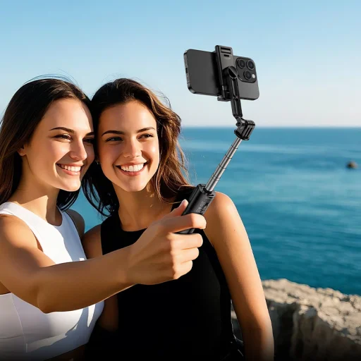 Borofone Selfie Bot BY14 Graceful bluetooth állvánnyal és távirányítóval fekete - 7