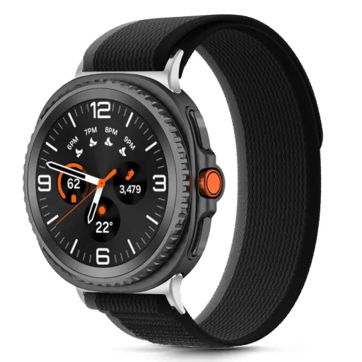 Tech-protect Nylon Stripe Samsung Galaxy Watch 8 / Classic (40 / 44 / 46 mm) fekete/narancssárga - 3