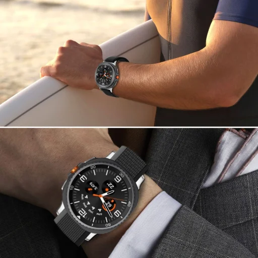 Tech-protect Nylon Stripe Samsung Galaxy Watch 8 / Classic (40 / 44 / 46 mm) fekete/narancssárga - 7