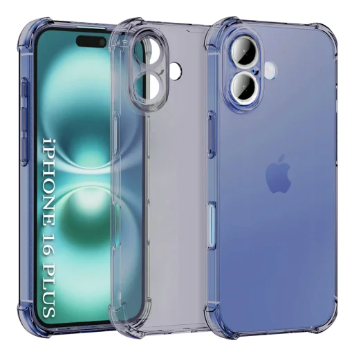 iPhone 16 - Techsuit ütésálló átlátszó szilikon tok - füst fekete - 1