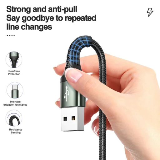 JELLICO kábel B12 Micro USB 3.1A 2M Fekete - 2