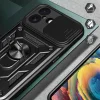  iPhone 17 Fekete Hybrid Armor Camshield fliptok páncélos tokkal, állvánnyal és kamera fedéllel thumbnail