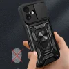  iPhone 17 Fekete Hybrid Armor Camshield fliptok páncélos tokkal, állvánnyal és kamera fedéllel thumbnail