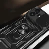  iPhone 17 Fekete Hybrid Armor Camshield fliptok páncélos tokkal, állvánnyal és kamera fedéllel thumbnail