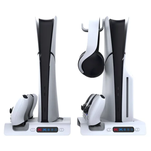 iPega P5S006 multifunkčná nabíjacia stanica s RGB chladením pre PS5 Slim biela (poškodený obal) - 3
