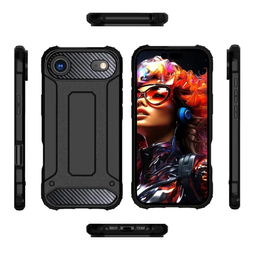  iPhone 17 Air Fekete Hybrid Armor páncél tok - 4