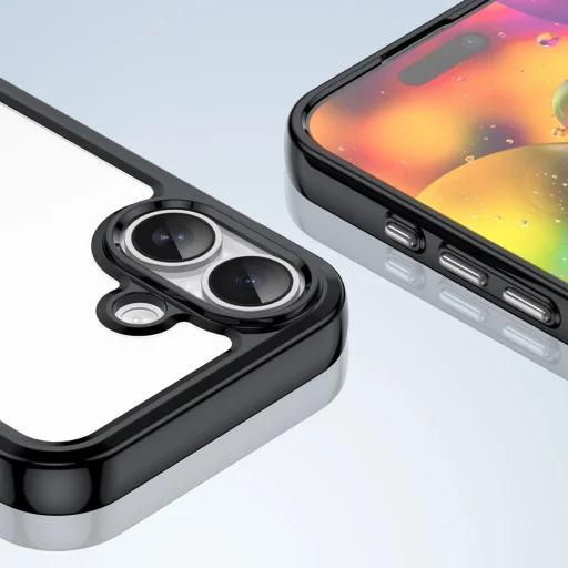  iPhone 17 fekete átlátszó Outer Space fliptok - 6