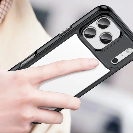  iPhone 17 Pro Max fekete átlátszó Outer Space fliptok - 5