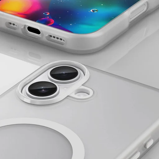  Apple iPhone 17 Matt Fehér Magnetic Abrasive tok kompatibilis MagSafe-kel - 9