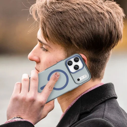  iPhone 17 Pro Max matt kék Magnetic Abrasive tok, MagSafe kompatibilitással - 7