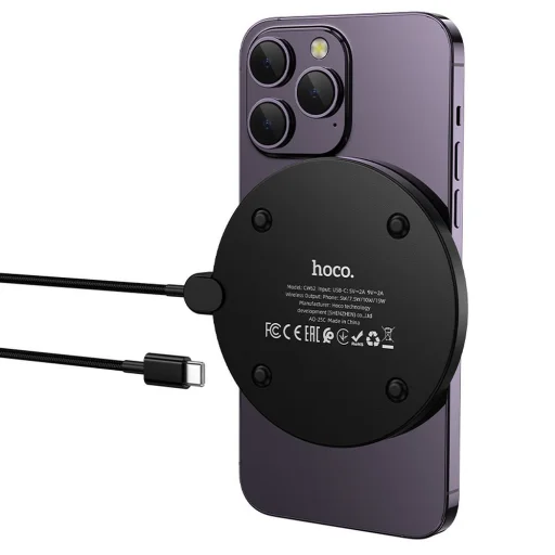 Vezeték nélküli töltő Hoco CW62 15W USB-C kábellel és digitális kijelzővel fekete - 4