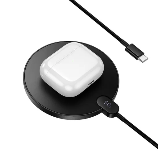 Vezeték nélküli töltő Hoco CW62 15W USB-C kábellel és digitális kijelzővel fekete - 6