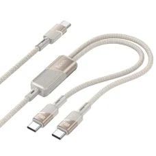 Kábel 2 az 1-ben USB C-ről USB C-re / USB C Hoco 5A 100W 1,2 m U139 arany