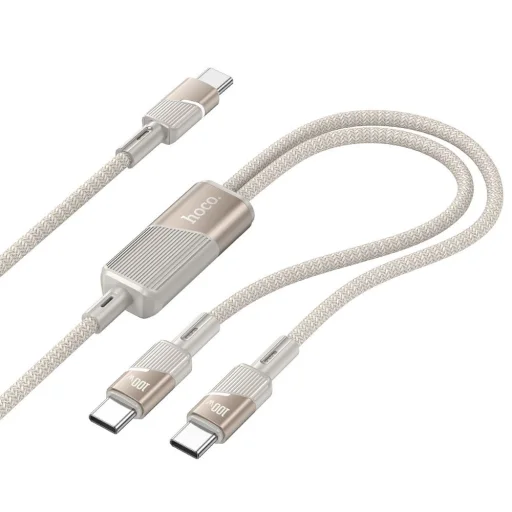 Kábel 2 az 1-ben USB C-ről USB C-re / USB C Hoco 5A 100W 1,2 m U139 arany - 1