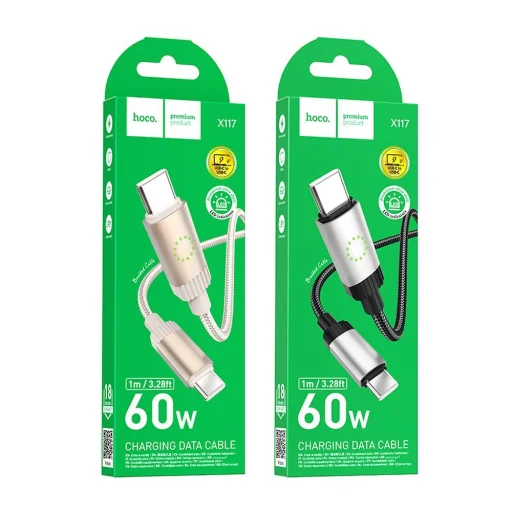 Cable USB C to USB C Hoco 3A 60W 1 m X117 fekete - 4